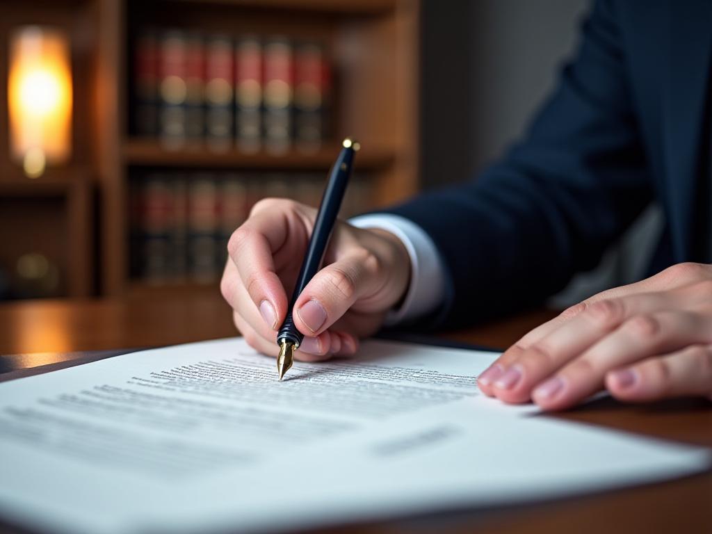 Legal professional reviewing a contract document in a prestigious London office building